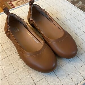 FitFlop Allegro Brown Soft Leather Ballet Flat Shoes Size 6